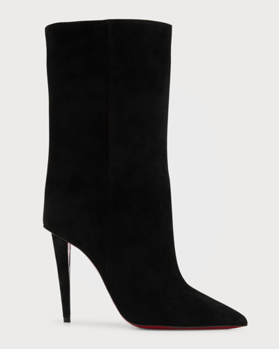 Shop Christian Louboutin Astrilarge Red Sole Pointed Suede Booties In Black