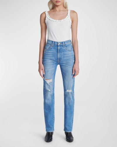 Shop 7 For All Mankind Easy Slim Distressed Straight Jeans In Dream
