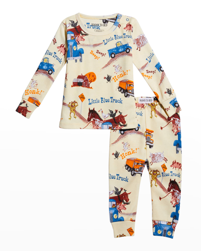 Shop Books To Bed Boy's Little Blue Truck Printed 2-piece Pajamas In Natural