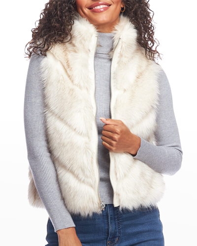 Shop Fabulous Furs Reversible Faux Fur Shortie Vest In Ivory