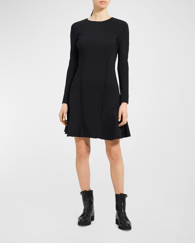 Shop Theory Seam Sculpt Precision Ponte Mini Dress In Black