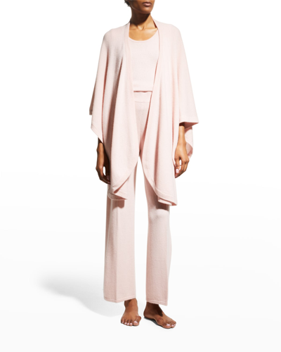 Shop Neiman Marcus Open-front Cashmere Cape Shawl In Blush