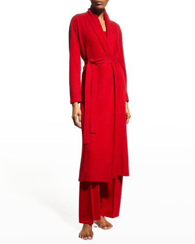 Shop Neiman Marcus Belted Wrap Cashmere Robe In Red