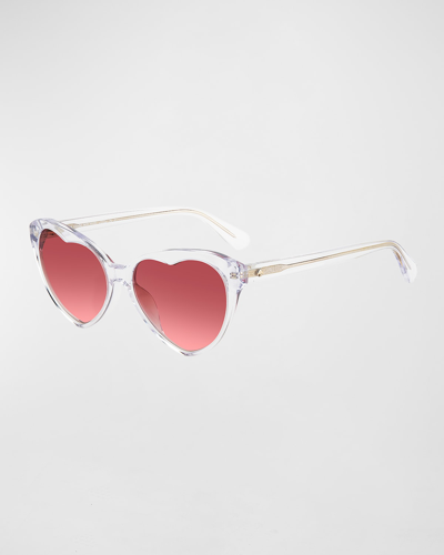 Shop Kate Spade Velma Acetate Butterfly Heart Sunglasses In Crystal