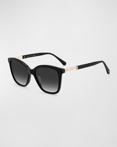 Shop Kate Spade Reena Square Acetate Sunglasses In Black
