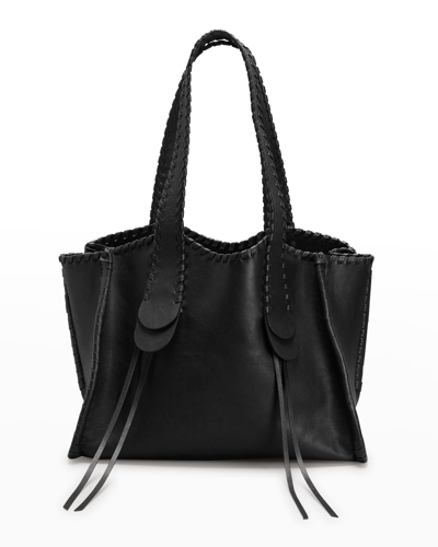 Shop Chloé Mony Large Whipstitch Leather Tote Bag In Black