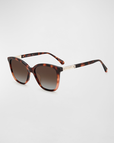 Shop Kate Spade Reena Square Acetate Sunglasses In Havana