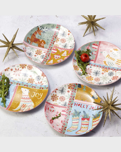 Shop Fitz And Floyd Cottage Christmas Assorted Party Plates, Set Of 4
