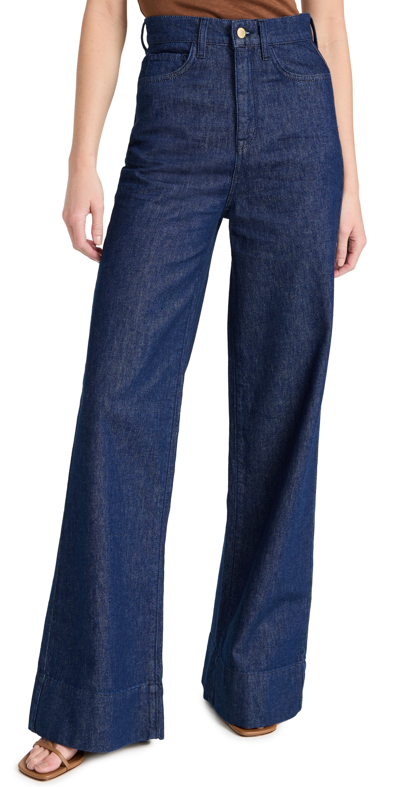 Shop Triarchy Ms. Onassis High Rise Wide Leg Jeans In Dark Indigo