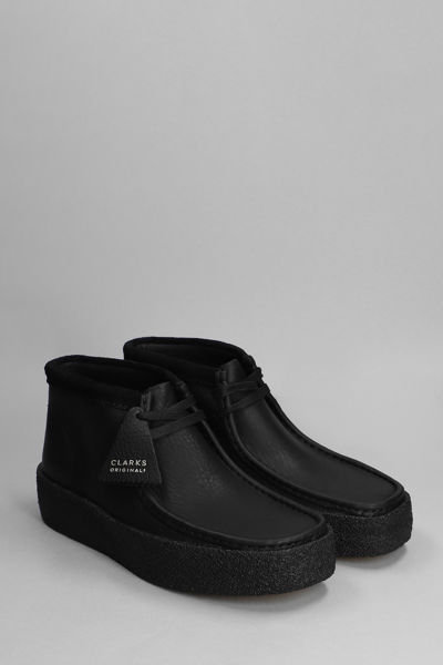 Shop Clarks Wallabee Cup Bt Lace Up Shoes In Black Leather