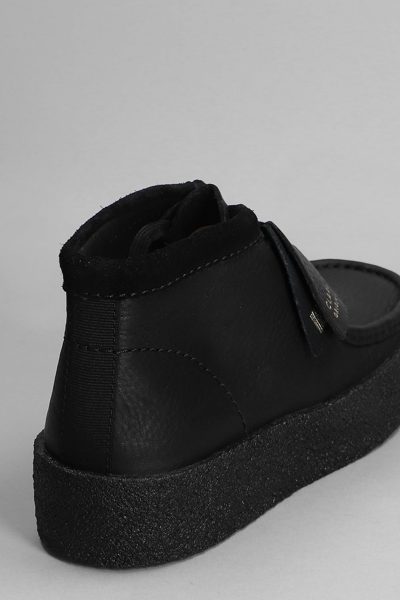 Shop Clarks Wallabee Cup Bt Lace Up Shoes In Black Leather