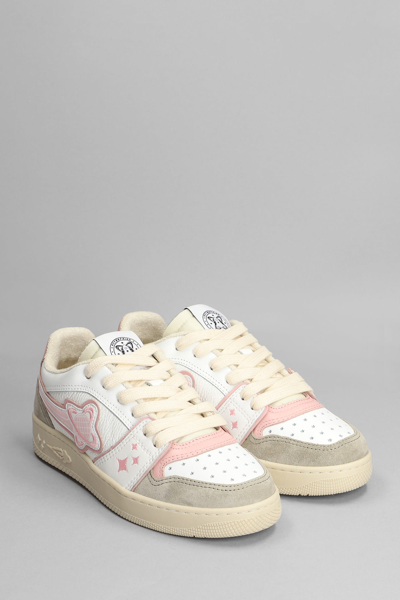 Shop Enterprise Japan Planet Sneakers In White Suede And Leather