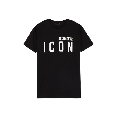 Shop Dsquared2 Kids Icon Black Cotton T-shirt (4-16 Years)