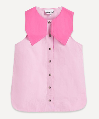 Shop Ganni Women's Block Poplin Shirt In Phlox Pink