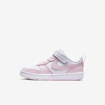 Shop Nike Court Borough Low 2 Little Kids' Shoes In White,pink Foam