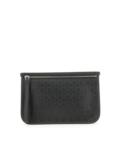 Shop Ferragamo Salvatore  Gancini Pouch In Black