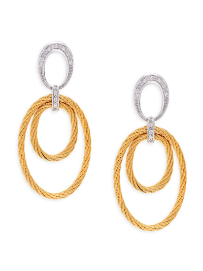 Shop Alor Women's 18k White Gold & 0.11 Tcw Diamond Cable Drop Earrings