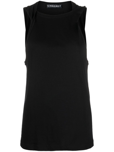 Shop Y/project Twisted Shoulder Tank Top Woman Black In Cotton