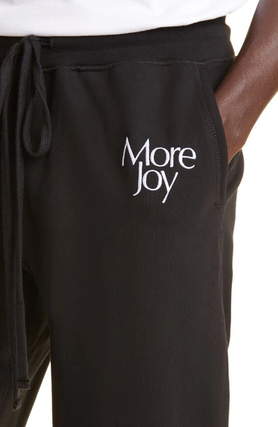 Shop More Joy Unisex Embroidered Logo Organic Cotton Joggers In Black White