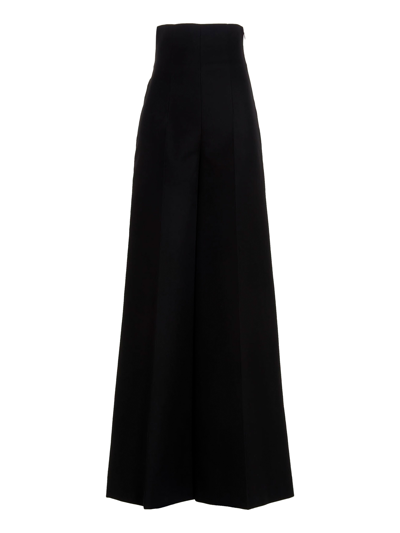Rochas Ruffle Wide-leg Tailored Trousers In Black
