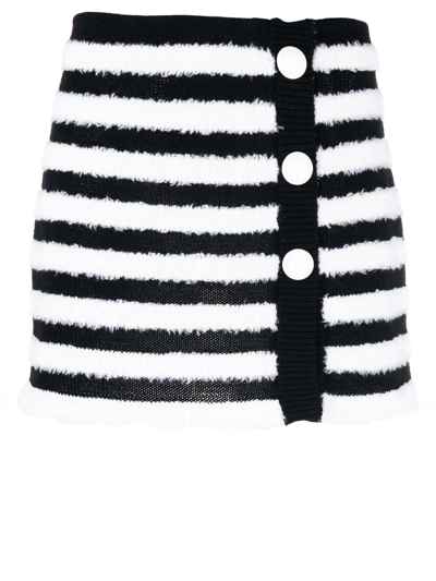 Balmain Striped Knitted Button-up Skirt In Multicolore