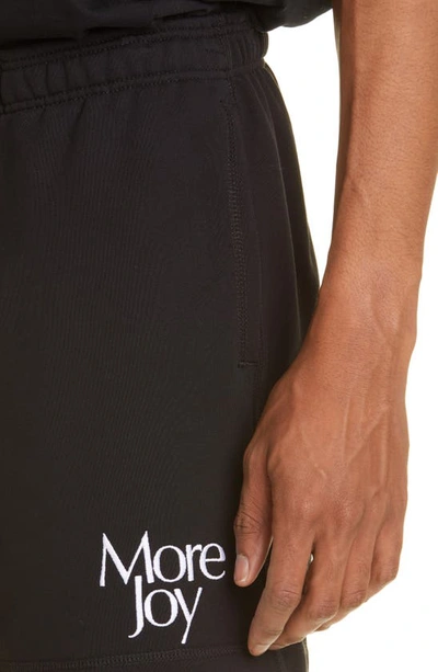 Shop More Joy Unisex Embroidered Logo Cotton Shorts In Black/ White