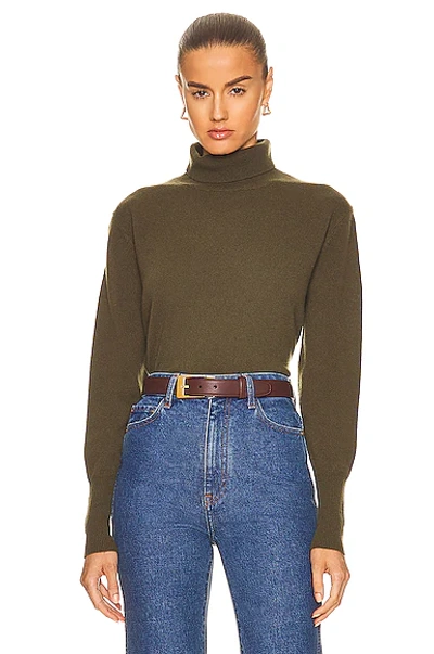 Shop Nili Lotan Ralphie Turtleneck Sweater In Olive Green