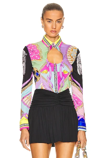 Versace Ventagli Long Sleeve Shirt In Multicolor | ModeSens