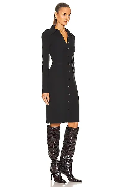 Shop Burberry Kelsee Knitted Shirt Dress In Black