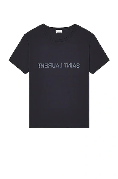 Shop Saint Laurent Reverse T-shirt In Marine & Natural