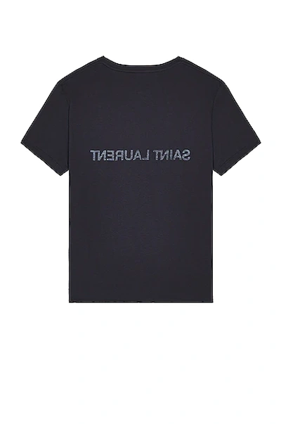 Saint Laurent Reverse Logo T-shirt In Marine & Natural