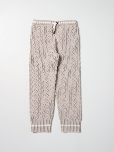 Shop Brunello Cucinelli Kids' Jogging Pants In Sand