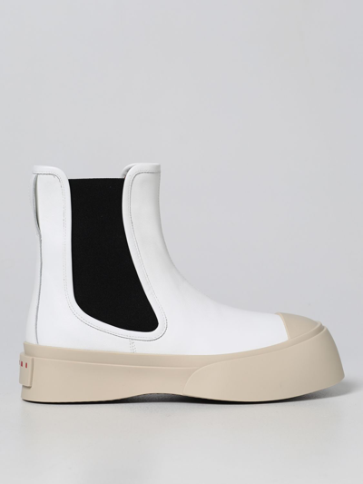 Shop Marni Flat Ankle Boots  Woman Color White