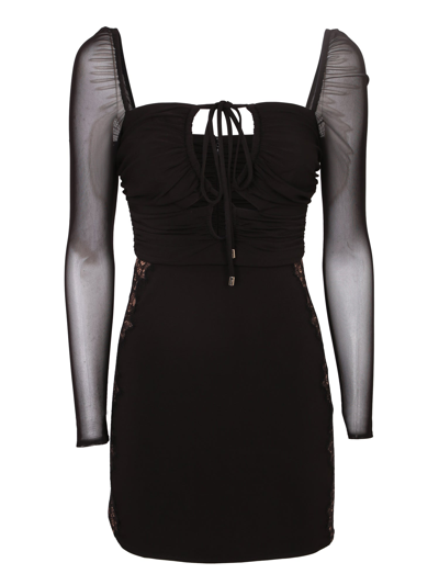Shop Self-portrait Cut-out Draped Midi Dress In Black