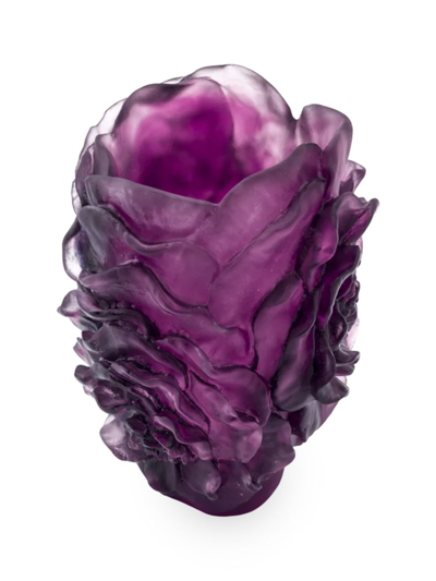Shop Daum Camellia Small Crystal Vase In Violet