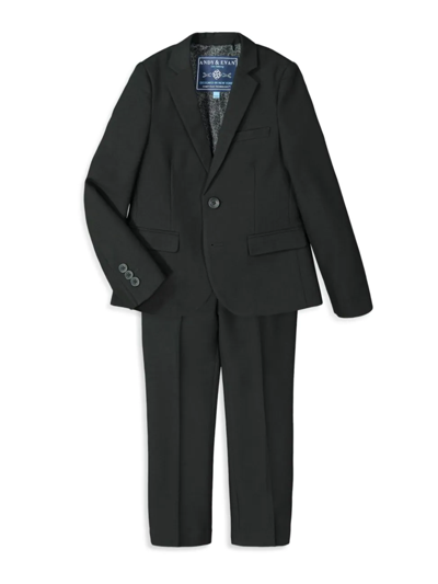 Shop Andy & Evan Boy's 2-piece Twill Suit Set In Black