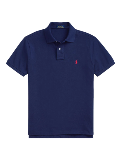 Shop Polo Ralph Lauren Men's The Iconic Mesh Polo Shirt In Newport Navy