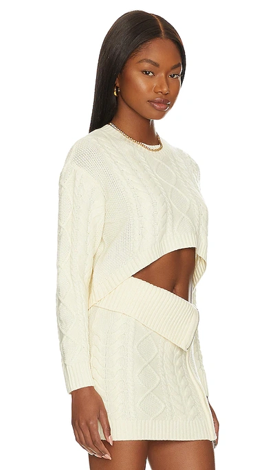 Shop Camila Coelho Carmen Cropped Cable Crew In Ivory