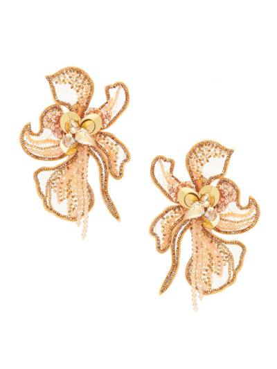 Shop Mignonne Gavigan Women's Katie Lux 14k Gold-plated Silk Organza, Mock Rhodium-plated & Bead Earrings