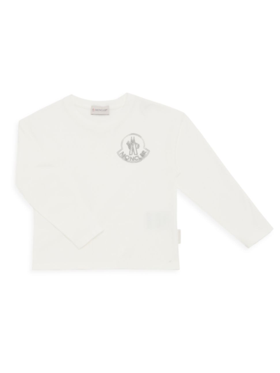Shop Moncler Little Kid's & Kid's Long-sleeve Logo Tee In White