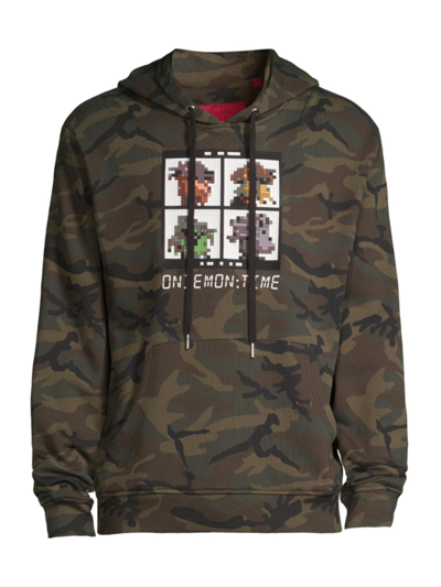 Shop Mostly Heard Rarely Seen 8-bit Men's On Demon Time Hoodie In Green Camo