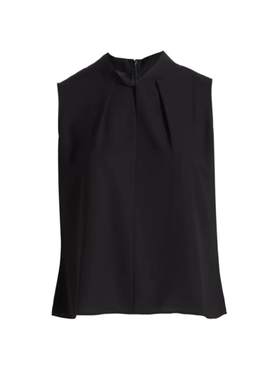 Shop Ming Wang Women's Crepe De Chine Twist-neck Blouse In Black