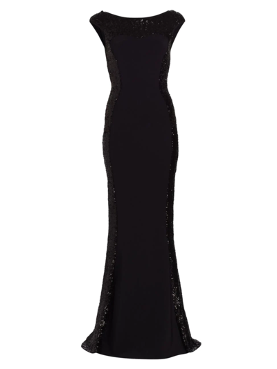 Shop Chiara Boni La Petite Robe Women's Hailey Sequined Gown In Black