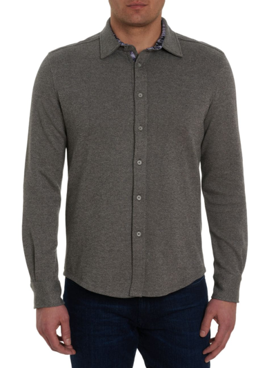 Shop Robert Graham Men's Elkins Long-sleeve Knit Shirt In Grey