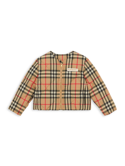 Shop Burberry Baby's & Little Kid's Abigail Check Jacket In Archive Beige