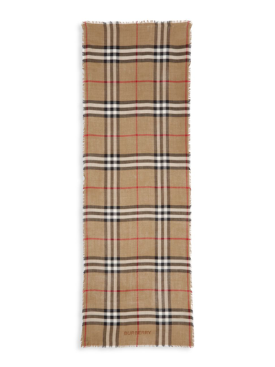 Shop Burberry Women's Check Wool Blend Scarf In Archive Beige