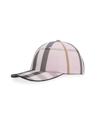 Shop Burberry Check Canvas Baseball Cap In Pink