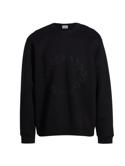 Shop Burberry Men's Bram Embroidered Crest Sweatshirt In Black