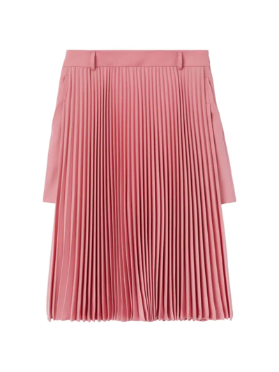 Shop Burberry Women's Pleated Panel Grain De Poudre Wool Shorts In Rosy Pink