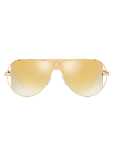 Shop Versace Men's 57mm Browline Aviator Sunglasses In Gold